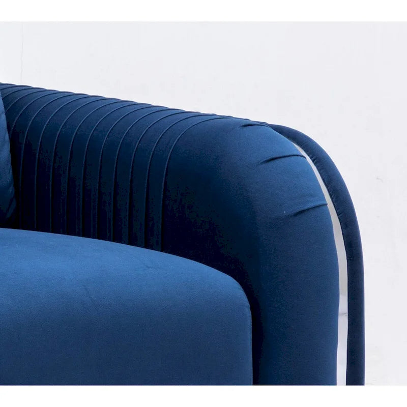Fauteuil d'appoint en velours bleu avec piètement en chrome poli