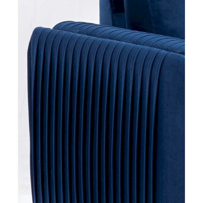 Fauteuil d'appoint en velours bleu avec piètement en chrome poli