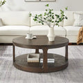 Table basse ronde moderne à deux niveaux avec grain de bois, 40 po