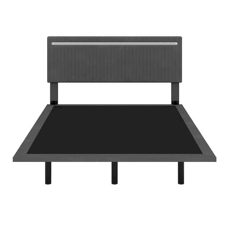 Cadre de lit plateforme flottant grand lit/queen en velours