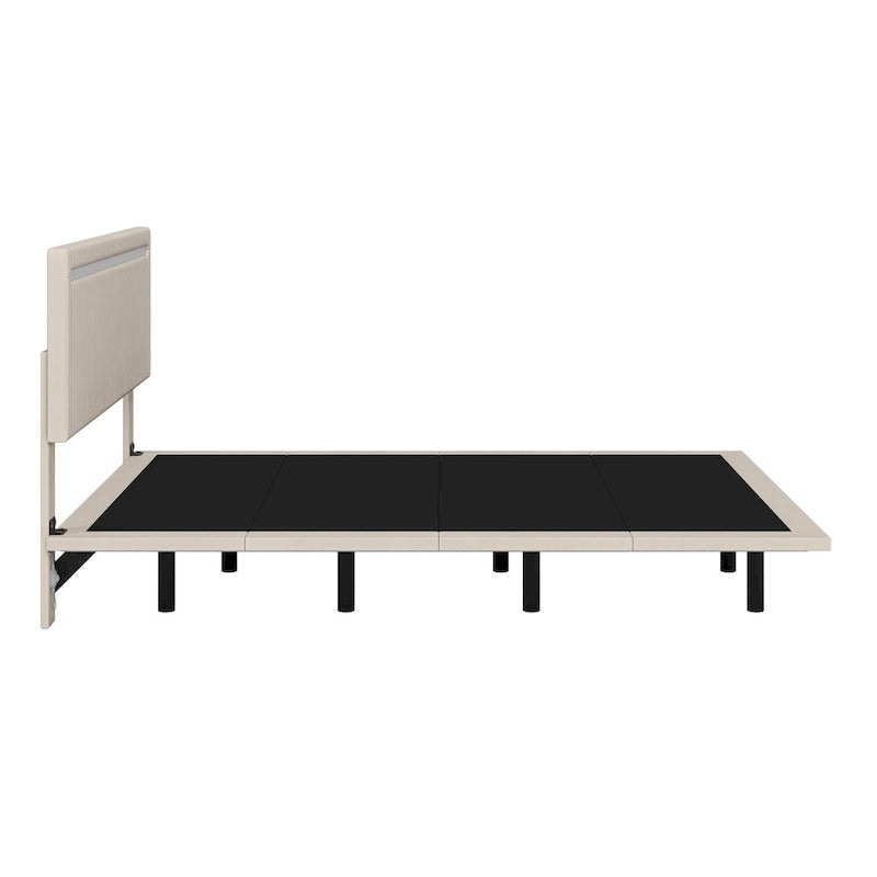 Cadre de lit plateforme flottant grand lit/queen en velours