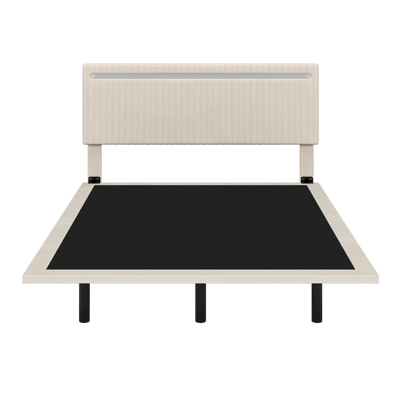 Cadre de lit plateforme flottant grand lit/queen en velours