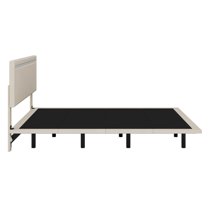 Cadre de lit plateforme flottant grand lit/queen en velours