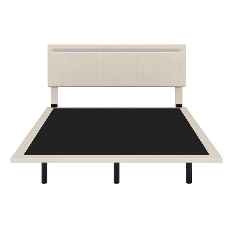 Cadre de lit plateforme flottant grand lit/queen en velours