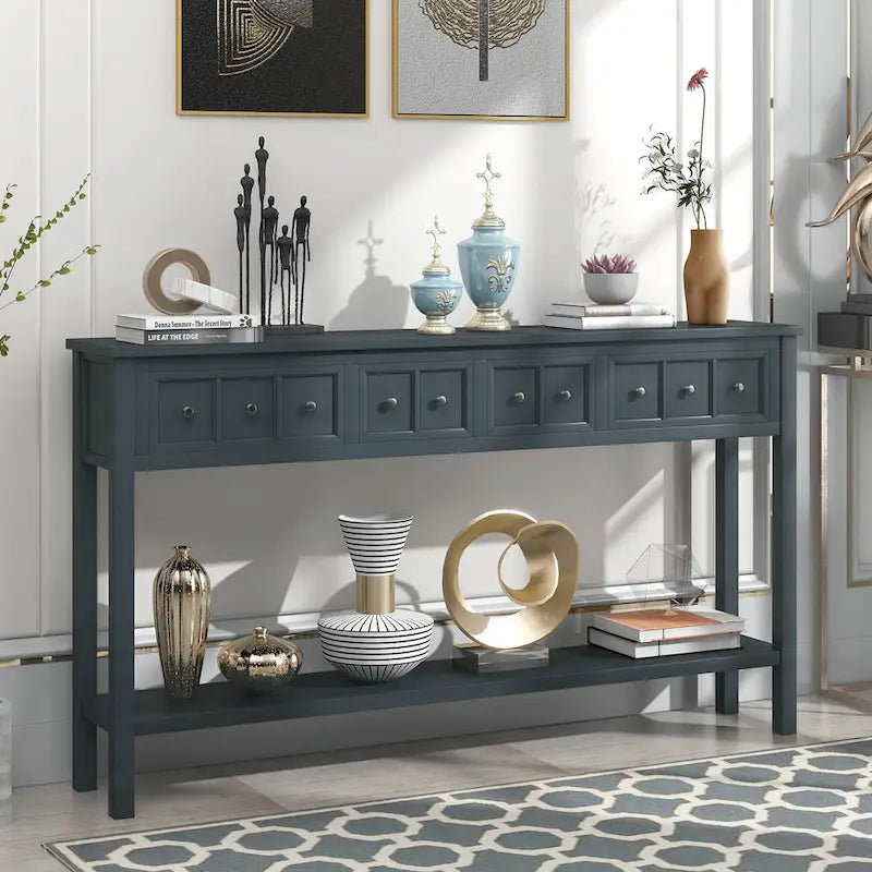 Console de table d'entrée de ferme, console de canapé avec 4 tiroirs