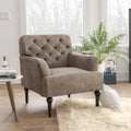 Fauteuil d'appoint large capitonné en vinyle transitionnel avec coussin en T
