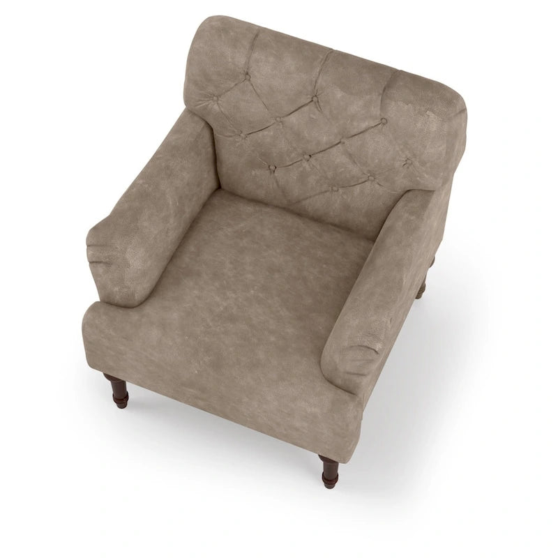 Fauteuil d'appoint large capitonné en vinyle transitionnel avec coussin en T