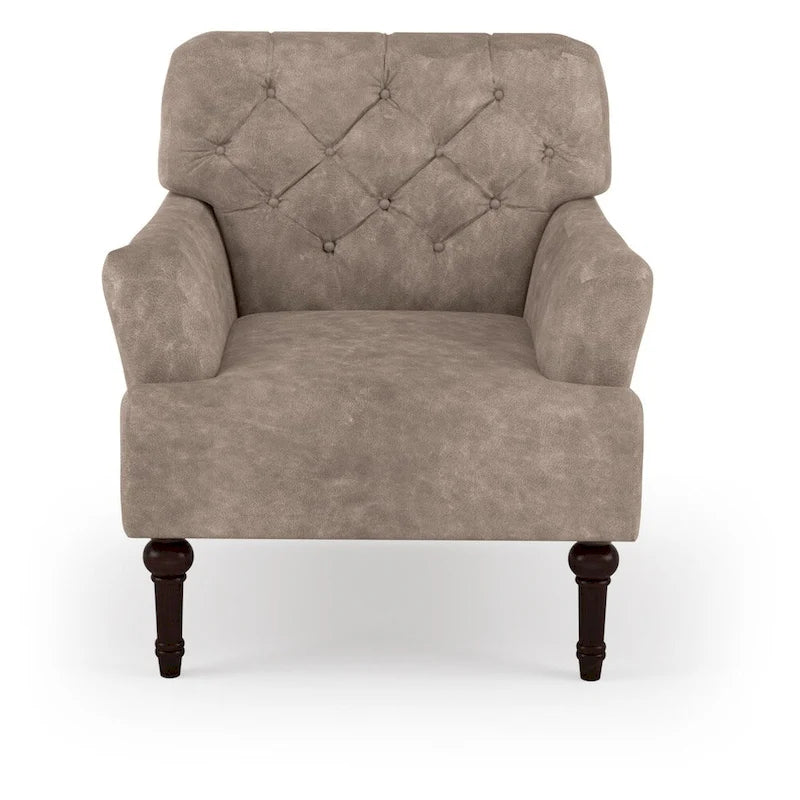 Fauteuil d'appoint large capitonné en vinyle transitionnel avec coussin en T