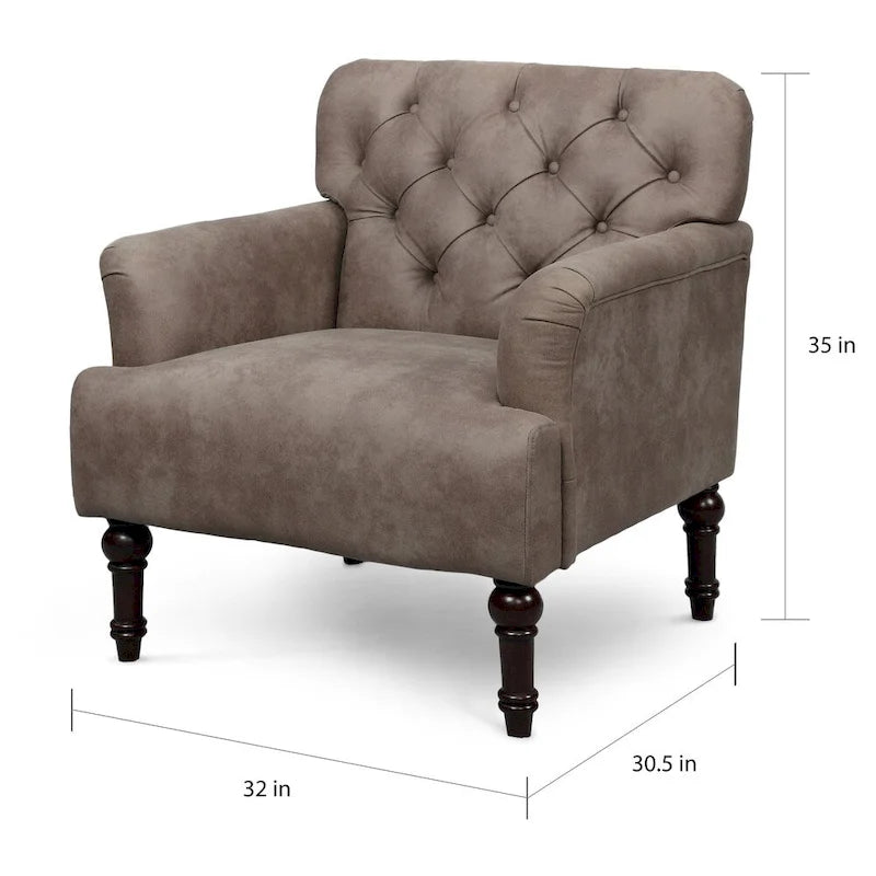 Fauteuil d'appoint large capitonné en vinyle transitionnel avec coussin en T