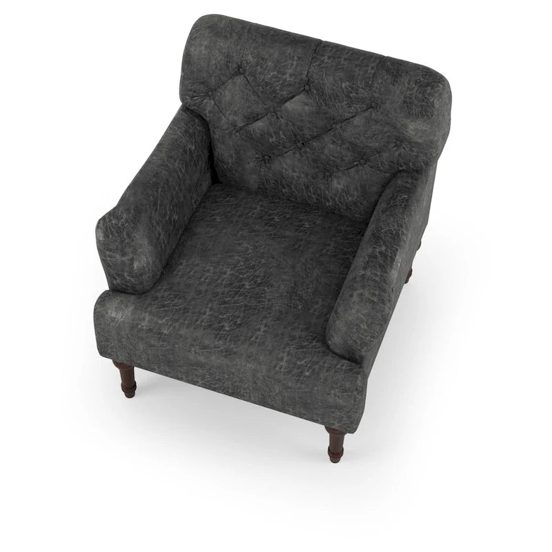 Fauteuil d'appoint large capitonné en vinyle transitionnel avec coussin en T