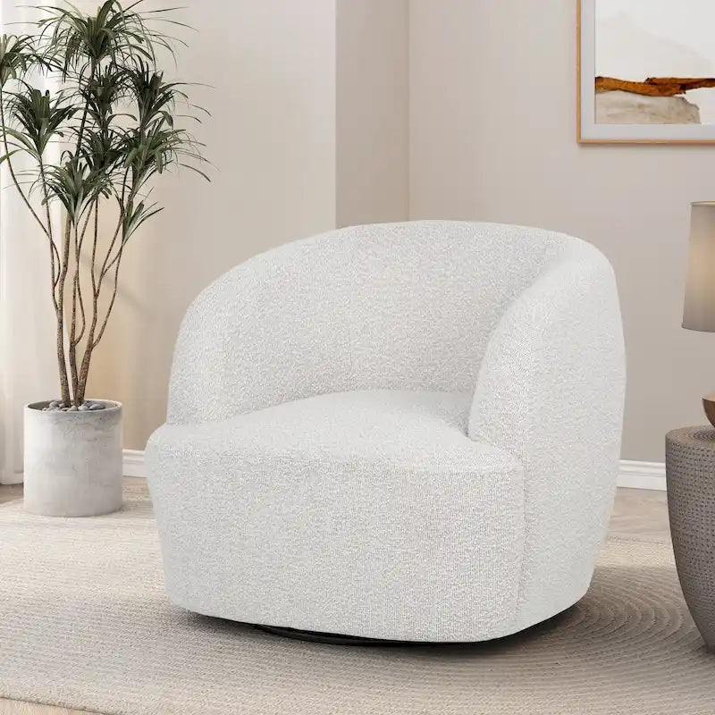 Fauteuil club pivotant rembourré en bouclette texturée