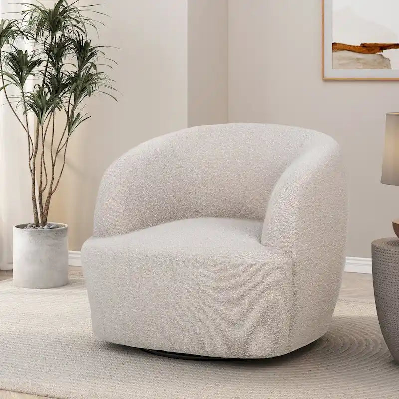Fauteuil club pivotant rembourré en bouclette texturée