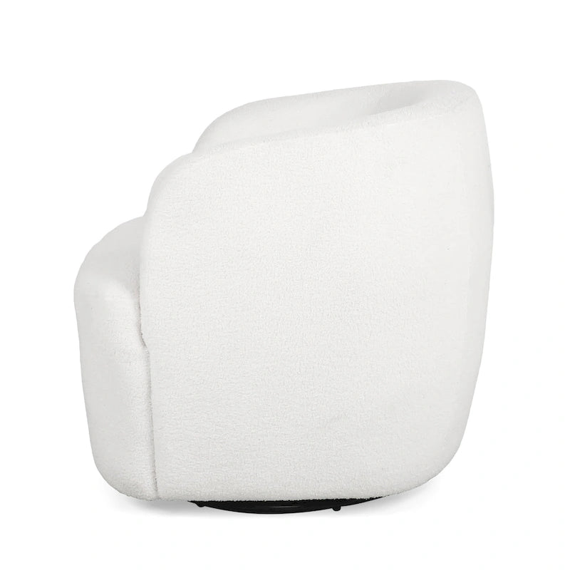 Fauteuil club pivotant rembourré en bouclette texturée