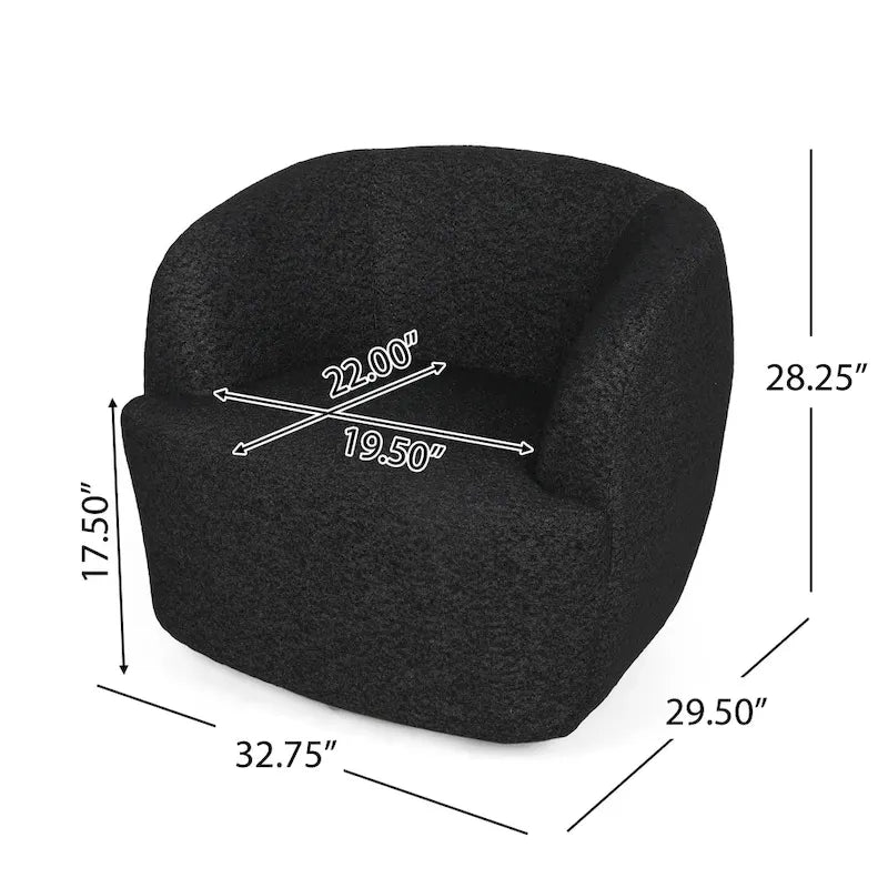 Fauteuil club pivotant rembourré en bouclette texturée