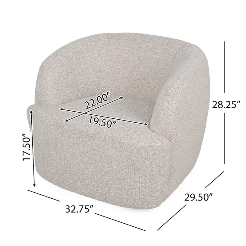 Fauteuil club pivotant rembourré en bouclette texturée