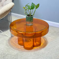 Table basse d'appoint ronde en verre à fleurs, style artistique moderne