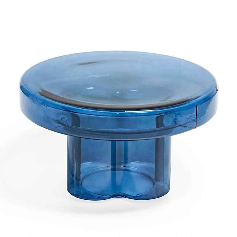 Table basse d'appoint ronde en verre à fleurs, style artistique moderne