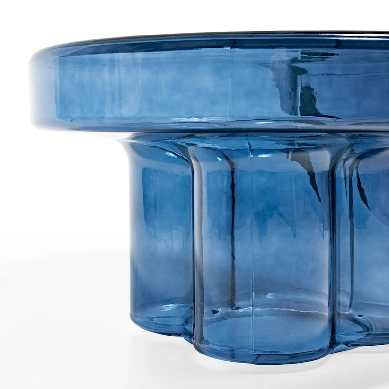 Table basse d'appoint ronde en verre à fleurs, style artistique moderne