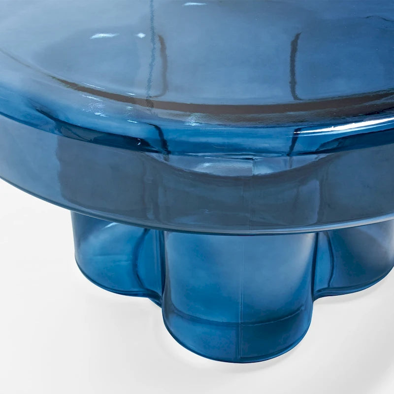 Table basse d'appoint ronde en verre à fleurs, style artistique moderne