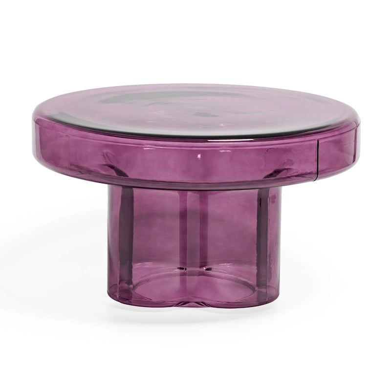 Table basse d'appoint ronde en verre à fleurs, style artistique moderne