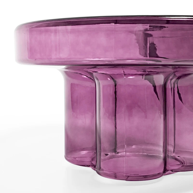 Table basse d'appoint ronde en verre à fleurs, style artistique moderne