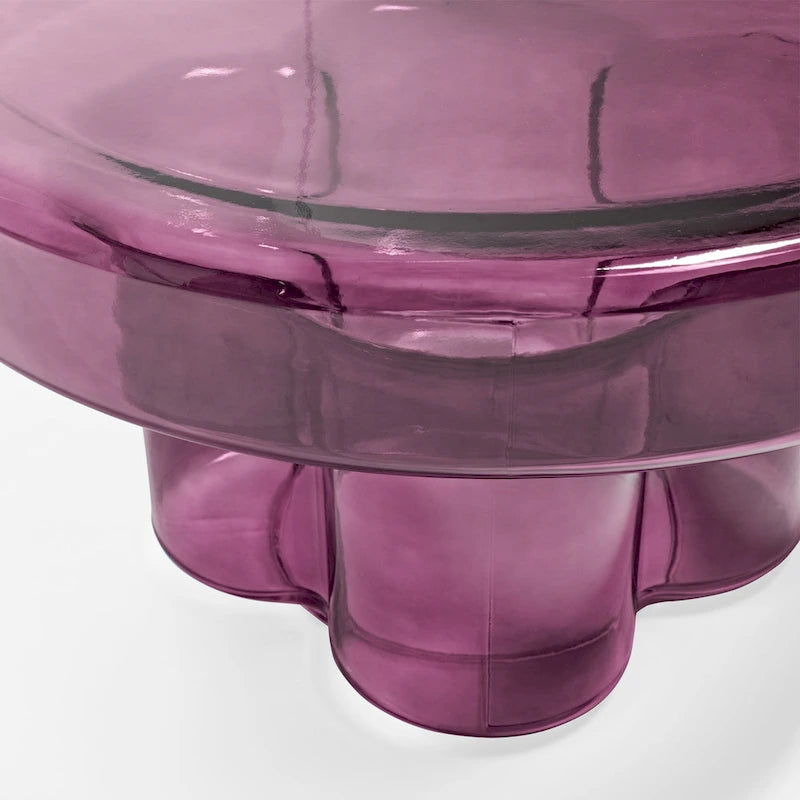 Table basse d'appoint ronde en verre à fleurs, style artistique moderne