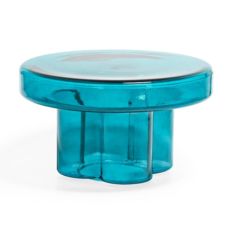 Table basse d'appoint ronde en verre à fleurs, style artistique moderne