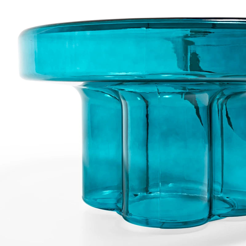 Table basse d'appoint ronde en verre à fleurs, style artistique moderne