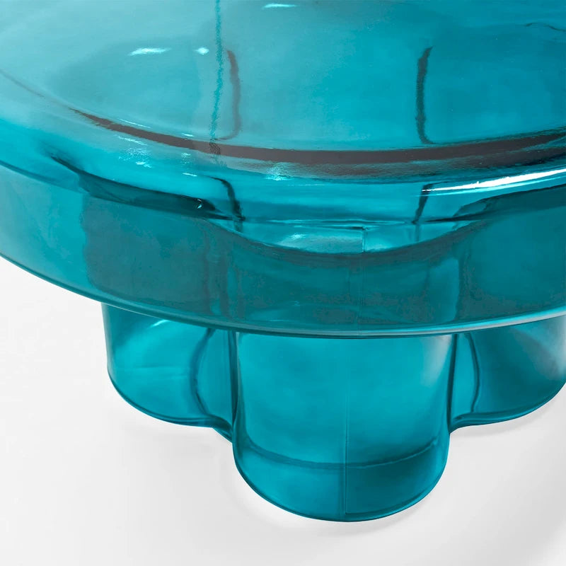 Table basse d'appoint ronde en verre à fleurs, style artistique moderne