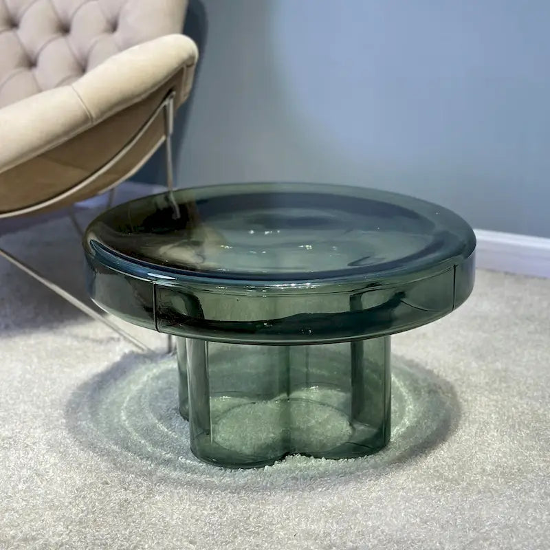 Table basse d'appoint ronde en verre à fleurs, style artistique moderne