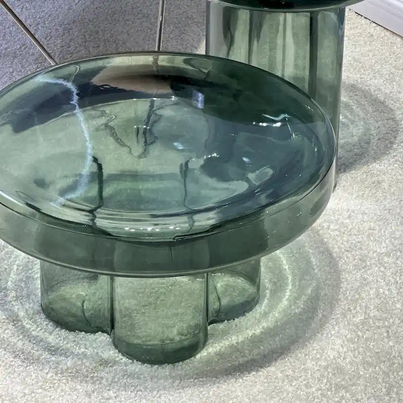 Table basse d'appoint ronde en verre à fleurs, style artistique moderne