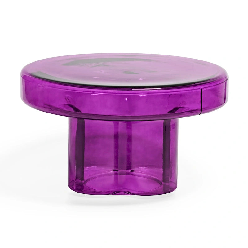 Table basse d'appoint ronde en verre à fleurs, style artistique moderne