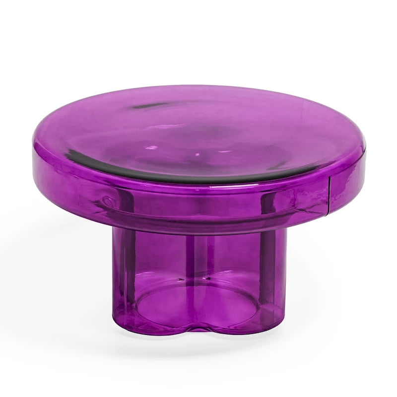 Table basse d'appoint ronde en verre à fleurs, style artistique moderne