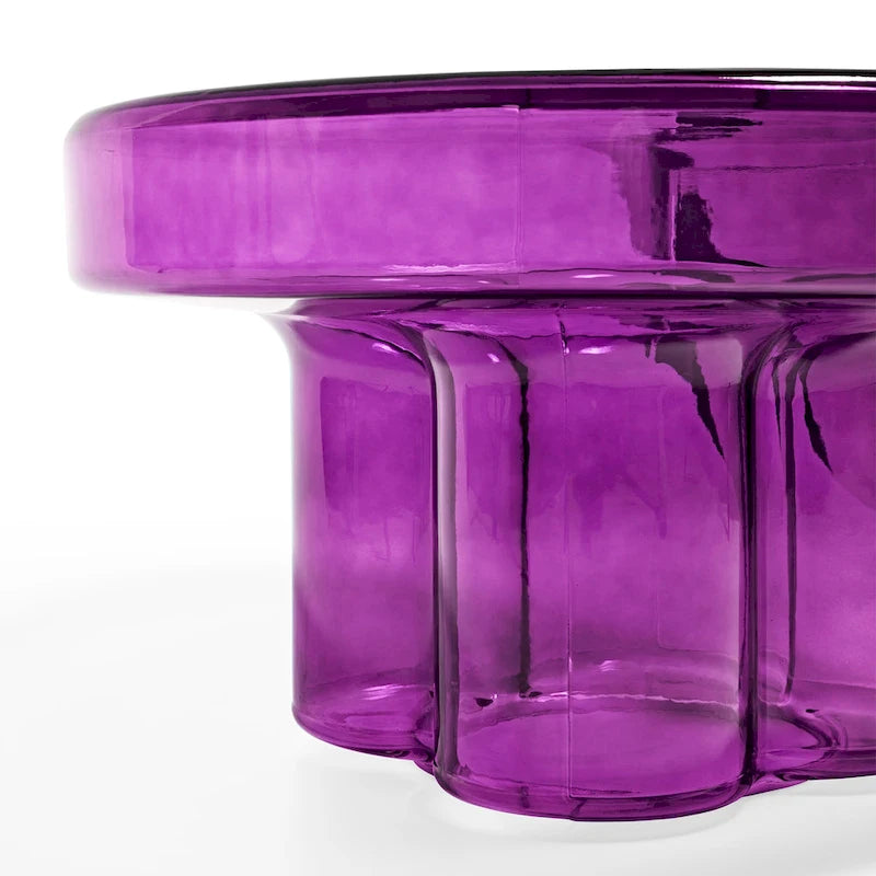 Table basse d'appoint ronde en verre à fleurs, style artistique moderne
