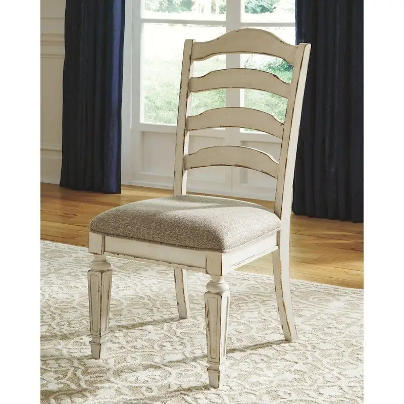 Chaise de salle à manger blanche ébréchée (lot de 2)