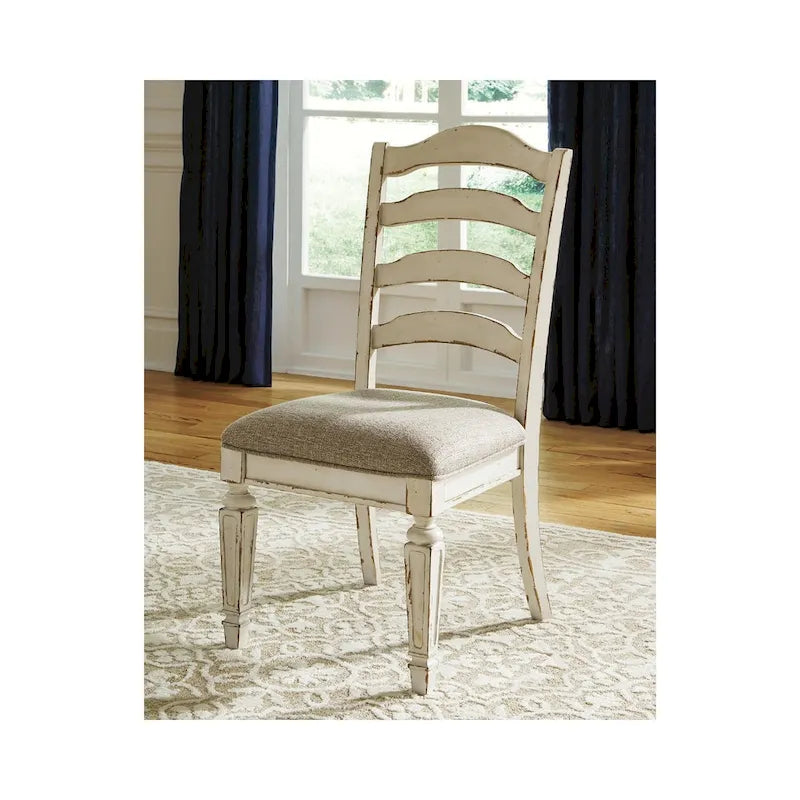 Chaise de salle à manger blanche ébréchée (lot de 2)