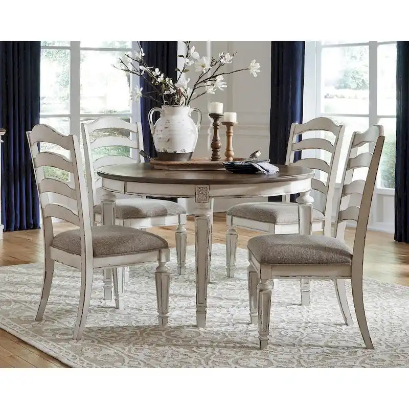 Chaise de salle à manger blanche ébréchée (lot de 2)
