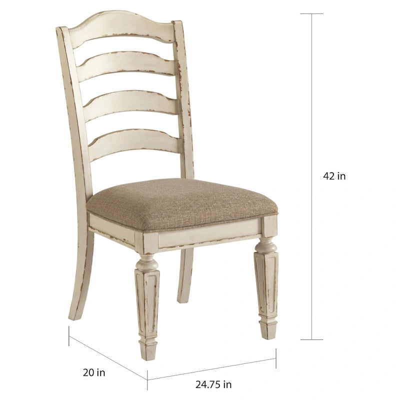 Chaise de salle à manger blanche ébréchée (lot de 2)