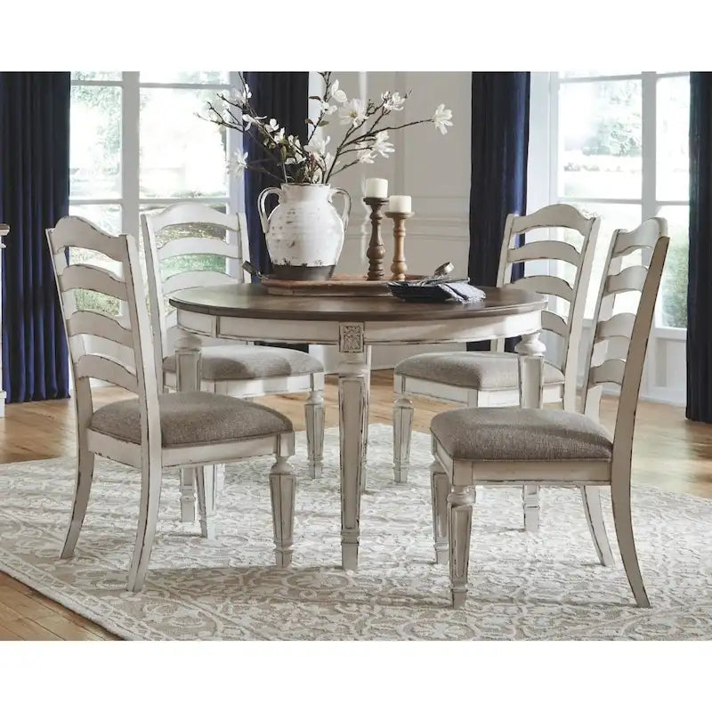 Chaise de salle à manger blanche ébréchée (lot de 2)