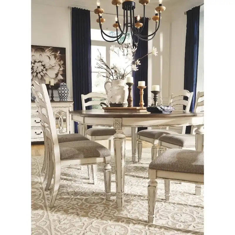 Chaise de salle à manger blanche ébréchée (lot de 2)