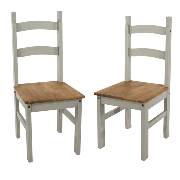 Chaises de salle à manger en bois massif (lot de 2) - Style Campagne