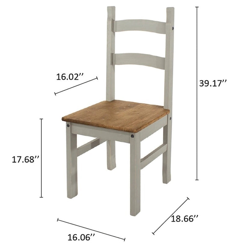 Chaises de salle à manger en bois massif (lot de 2) - Style Campagne