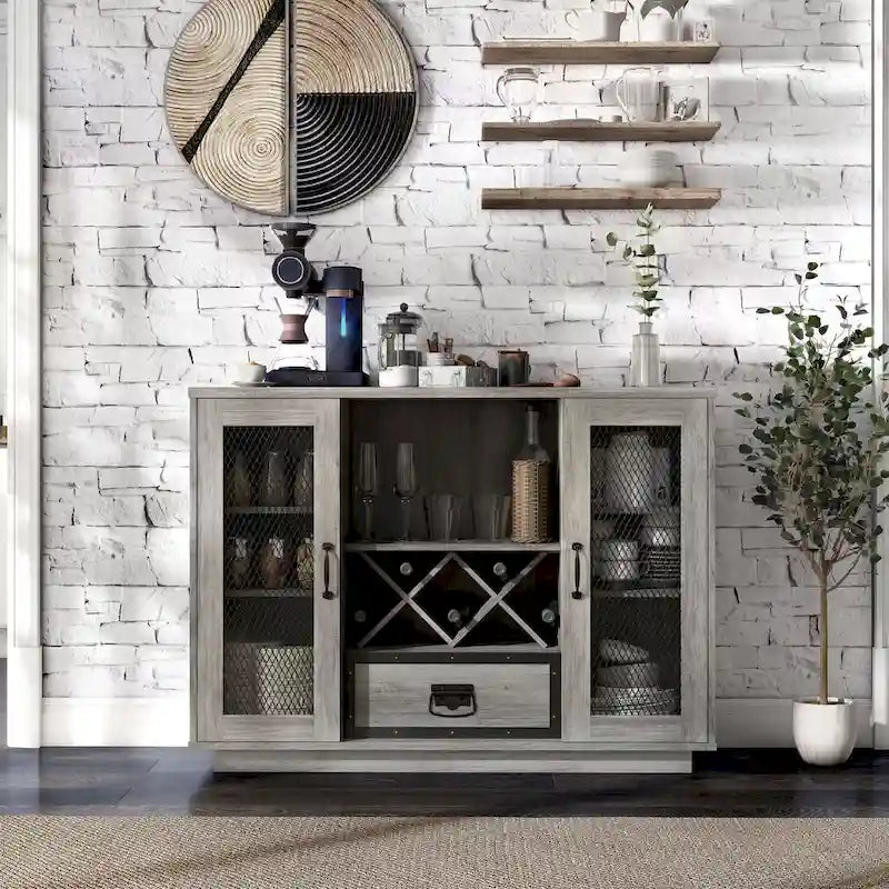 Buffet 7 étagères avec rangement pour bouteilles de vin
