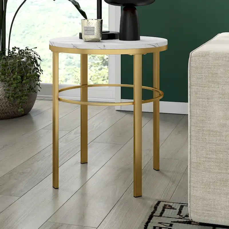 Table d'appoint ronde de 20 po de large avec plateau en faux marbre