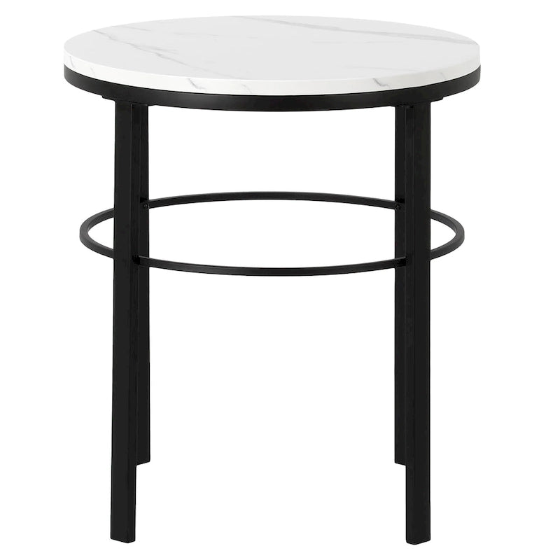 Table d'appoint ronde de 20 po de large avec plateau en faux marbre
