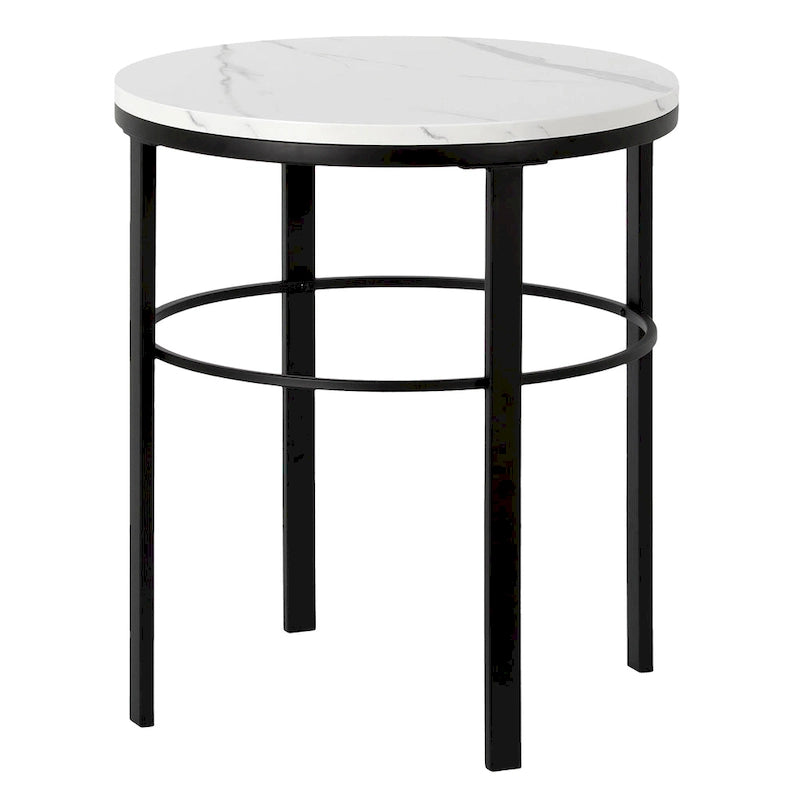 Table d'appoint ronde de 20 po de large avec plateau en faux marbre