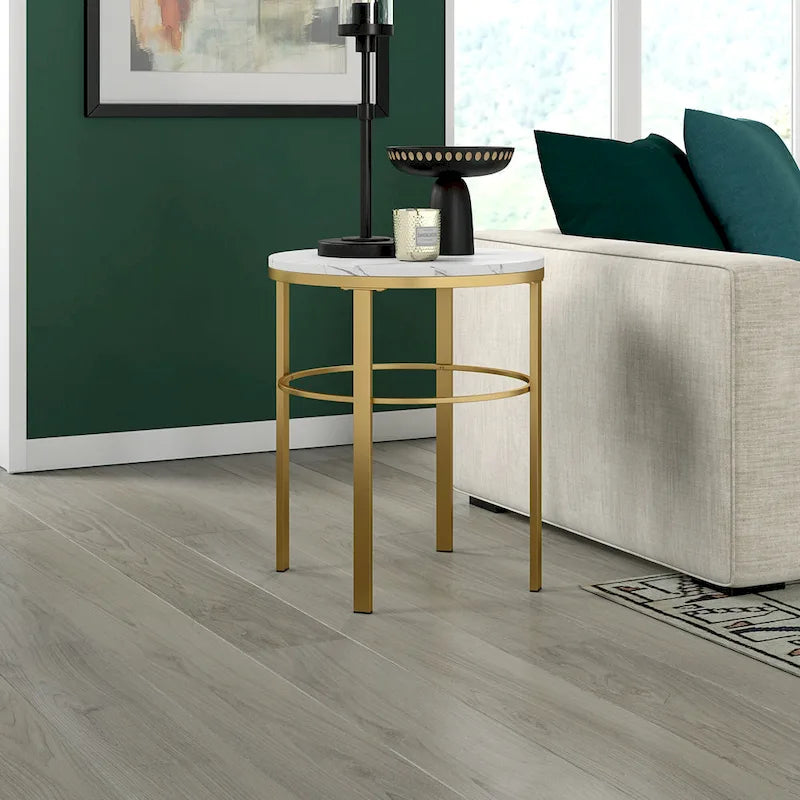 Table d'appoint ronde de 20 po de large avec plateau en faux marbre