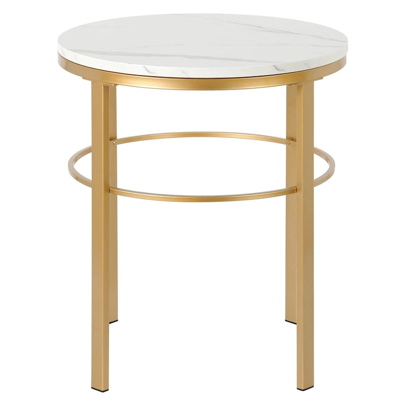 Table d'appoint ronde de 20 po de large avec plateau en faux marbre
