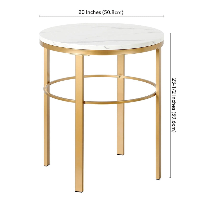 Table d'appoint ronde de 20 po de large avec plateau en faux marbre
