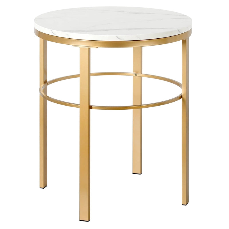 Table d'appoint ronde de 20 po de large avec plateau en faux marbre
